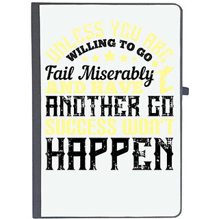 UDNAG Ruled Notebook Diary 'Success | o, fail miserably, and have another go, success wont happen', [A5 80Pages 80GSM]