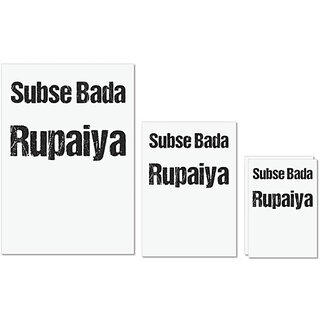 UDNAG Untearable Waterproof Stickers 155GSM 'Rupaiya | Sabse bda rupaiya' A4 x 1pc, A5 x 1pc & A6 x 2pc