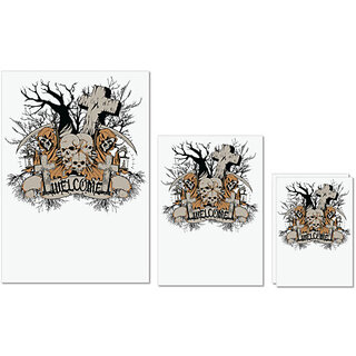 UDNAG Untearable Waterproof Stickers 155GSM 'Death | Welcome death' A4 x 1pc, A5 x 1pc & A6 x 2pc