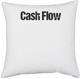 UDNAG White Polyester 'Money | Cash Flow' Pillow Cover [16 Inch X 16 Inch]