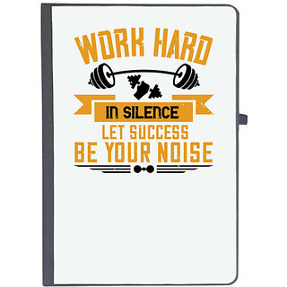 UDNAG Ruled Notebook Diary 'Gym | Work hard in silence. Let success be your noise', [A5 80Pages 80GSM]
