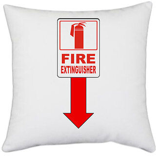 UDNAG White Polyester 'Fire Extinguisher' Pillow Cover [16 Inch X 16 Inch]