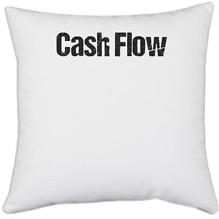 UDNAG White Polyester 'Money | Cash Flow' Pillow Cover [16 Inch X 16 Inch]