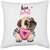 UDNAG White Polyester 'Pug & Doughnut | Love is Sweet' Pillow Cover [16 Inch X 16 Inch]
