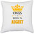 UDNAG White Polyester 'Birthday | Kings are born in August' Pillow Cover [16 Inch X 16 Inch]