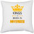 UDNAG White Polyester 'Birthday | Kings are born in November' Pillow Cover [16 Inch X 16 Inch]