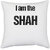 UDNAG White Polyester 'Shah | I am the Shah' Pillow Cover [16 Inch X 16 Inch]