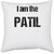 UDNAG White Polyester 'Patil | I am the Patil' Pillow Cover [16 Inch X 16 Inch]