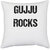 UDNAG White Polyester 'Guju | Guju rocks' Pillow Cover [16 Inch X 16 Inch]