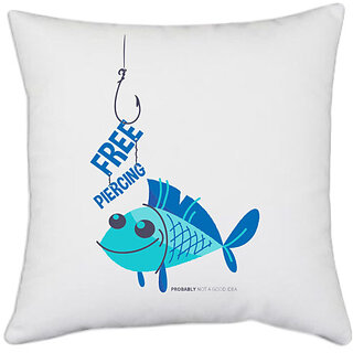 UDNAG White Polyester 'Free piercing' Pillow Cover [16 Inch X 16 Inch]