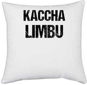 UDNAG White Polyester 'Kaccha limbu' Pillow Cover [16 Inch X 16 Inch]