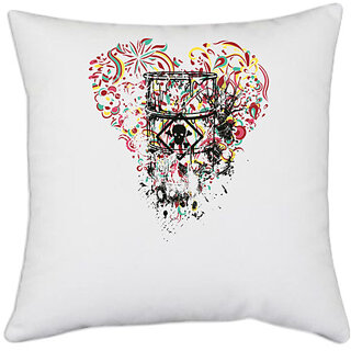 UDNAG White Polyester 'Danger | Death tank' Pillow Cover [16 Inch X 16 Inch]