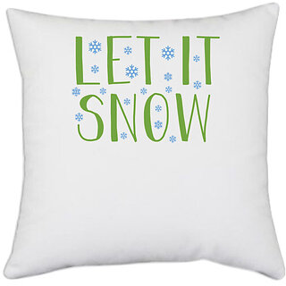 UDNAG White Polyester 'Snow | let snow' Pillow Cover [16 Inch X 16 Inch]