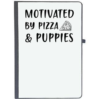 UDNAG Ruled Notebook Diary 'Dogs | Motivated by pizzas and puppies', [A5 80Pages 80GSM]