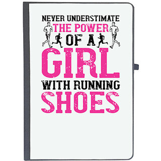 UDNAG Ruled Notebook Diary 'Running | never understimate the power of a girl with running shoes', [A5 80Pages 80GSM]