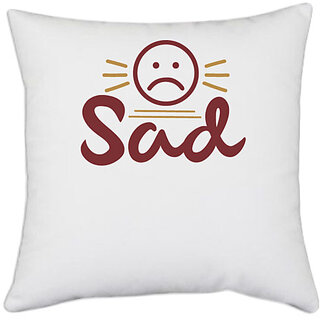 UDNAG White Polyester 'Sad | sad2' Pillow Cover [16 Inch X 16 Inch]