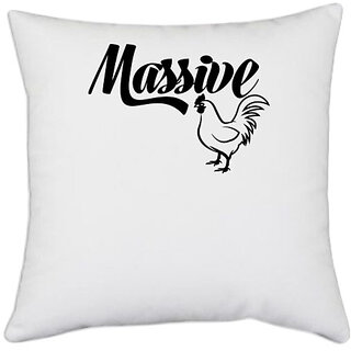 UDNAG White Polyester 'Massive | massive' Pillow Cover [16 Inch X 16 Inch]