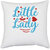 UDNAG White Polyester 'Lady | LITTLE LADY' Pillow Cover [16 Inch X 16 Inch]