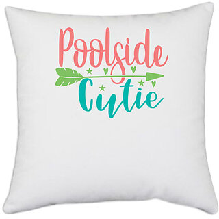 UDNAG White Polyester 'Cutie | Poolside Cutie' Pillow Cover [16 Inch X 16 Inch]