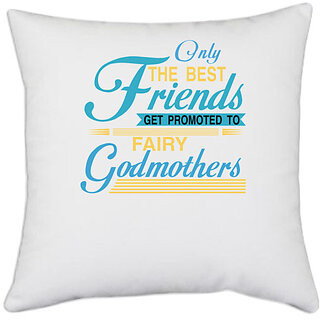 UDNAG White Polyester 'Grand mother | Only the best' Pillow Cover [16 Inch X 16 Inch]