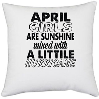 UDNAG White Polyester 'Girls | april girls' Pillow Cover [16 Inch X 16 Inch]