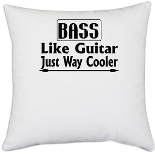 UDNAG White Polyester 'Guitar | bass like guiter' Pillow Cover [16 Inch X 16 Inch]