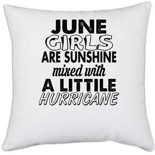 UDNAG White Polyester 'Girls | june girls' Pillow Cover [16 Inch X 16 Inch]
