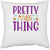UDNAG White Polyester 'Little things | PRETTY LITTLE THING' Pillow Cover [16 Inch X 16 Inch]