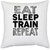 UDNAG White Polyester 'Train, gym | eat sleep train repeat' Pillow Cover [16 Inch X 16 Inch]