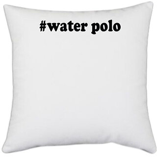 UDNAG White Polyester 'Polo | water polo' Pillow Cover [16 Inch X 16 Inch]