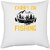 UDNAG White Polyester 'Fishing | Carry on fishing copy' Pillow Cover [16 Inch X 16 Inch]
