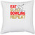 UDNAG White Polyester 'Bowling | Eat sleep copy 5' Pillow Cover [16 Inch X 16 Inch]