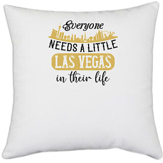 UDNAG White Polyester 'Girls trip | everyone needs a little las vegas in their life' Pillow Cover [16 Inch X 16 Inch]