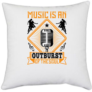 UDNAG White Polyester 'Dancing | Music is an outburst of the soul' Pillow Cover [16 Inch X 16 Inch]