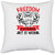 UDNAG White Polyester 'Independance Day | Freedom is never given; it is won' Pillow Cover [16 Inch X 16 Inch]