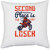 UDNAG White Polyester 'Motor Cycle | Second place is the first loser' Pillow Cover [16 Inch X 16 Inch]