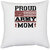 UDNAG White Polyester 'Military | proud army mom' Pillow Cover [16 Inch X 16 Inch]