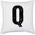 UDNAG White Polyester 'Alphabet | Q' Pillow Cover [16 Inch X 16 Inch]
