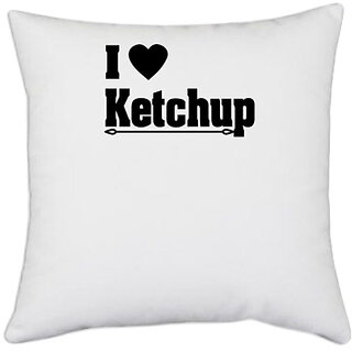 UDNAG White Polyester 'Couple | i love my wifeb' Pillow Cover [16 Inch X 16 Inch]