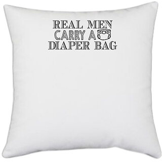 UDNAG White Polyester 'Husband | trophy husband' Pillow Cover [16 Inch X 16 Inch]