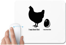 UDNAG White Mousepad 'Chicken & egg | Story of Chicken and Egg' for Computer / PC / Laptop [230 x 200 x 5mm]