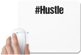 UDNAG White Mousepad 'Hashtag | hustle' for Computer / PC / Laptop [230 x 200 x 5mm]