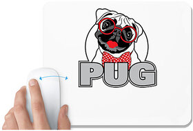 UDNAG White Mousepad 'Dog | Pug' for Computer / PC / Laptop [230 x 200 x 5mm]