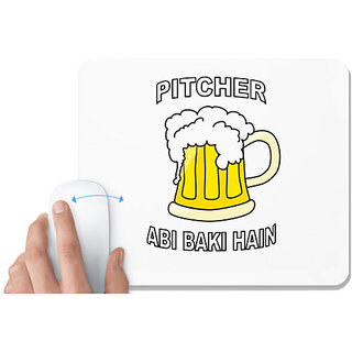 UDNAG White Mousepad 'Dialogue | Pitcher abhi baki hai' for Computer / PC / Laptop [230 x 200 x 5mm]