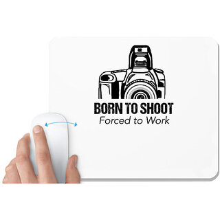 UDNAG White Mousepad 'Camera | Born to shoot' for Computer / PC / Laptop [230 x 200 x 5mm]