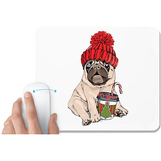 UDNAG White Mousepad 'Christmas | Christmas Pug' for Computer / PC / Laptop [230 x 200 x 5mm]