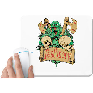 UDNAG White Mousepad 'Death | Blood, axe death Testimony' for Computer / PC / Laptop [230 x 200 x 5mm]