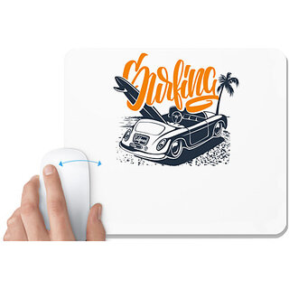 UDNAG White Mousepad 'Ourfing car' for Computer / PC / Laptop [230 x 200 x 5mm]