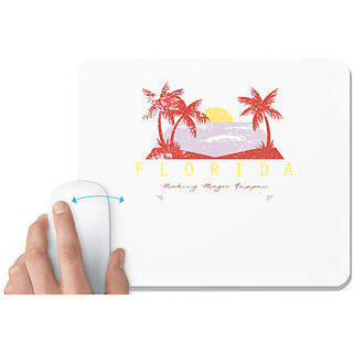 UDNAG White Mousepad 'Beach | Sea and coconut tree' for Computer / PC / Laptop [230 x 200 x 5mm]