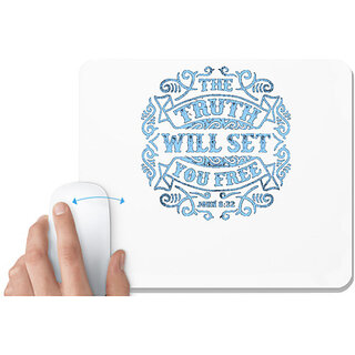 UDNAG White Mousepad 'The Truth | The Truth Will Set You Free' for Computer / PC / Laptop [230 x 200 x 5mm]